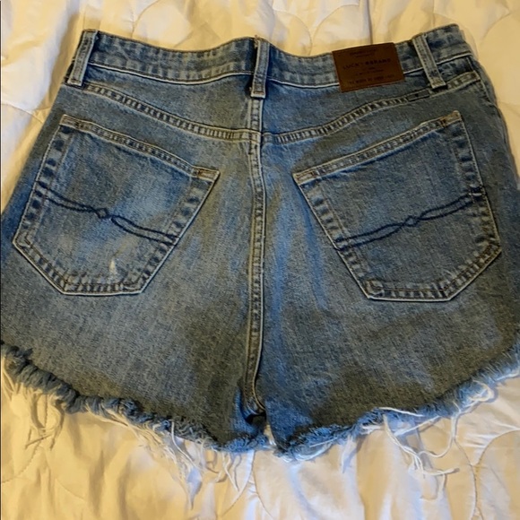 Lucky Pins Short Cutoff Denim High Rise Distressed - Picture 3 of 5